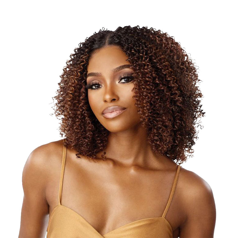 SENSATIONNEL Butta Lace HD lace front wig brown tight curls shoulder length natural middle part
