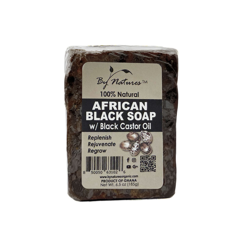 By Natures African black soap with black castor oil bar 100 percent natural soap for skin and hair