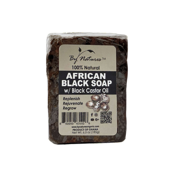 By Natures African black soap with black castor oil bar 100 percent natural soap for skin and hair
