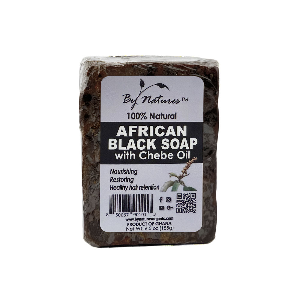 By Natures African black soap with chebe oil 100 percent natural nourishing bar for hair and skin care