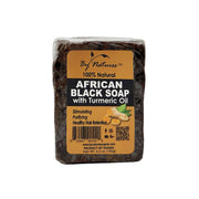 By Natures African black soap with turmeric oil bar 100 percent natural wrapped block for skin and hair care