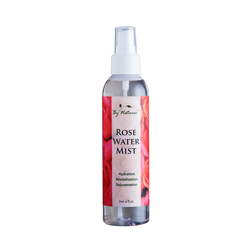 By Natures rose water facial mist hydration spray bottle with rose petal design