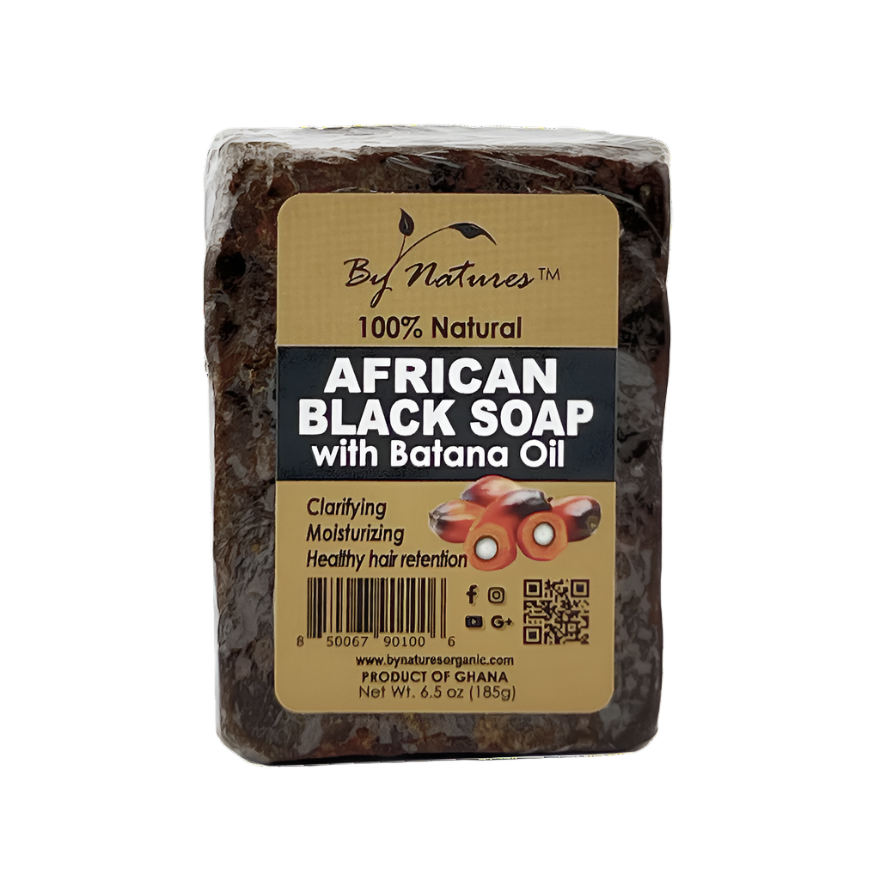 By Natures bar of african black soap with batana oil for clarifying moisturizing skin and hair