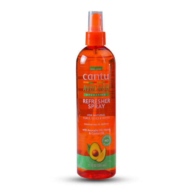 CANTU avocado hydrating refresher spray orange bottle with spray nozzle for natural curls
