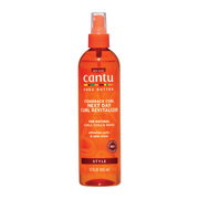 Cantu Shea Butter curl revitalizer for natural hair in an orange spray bottle 12 fl oz