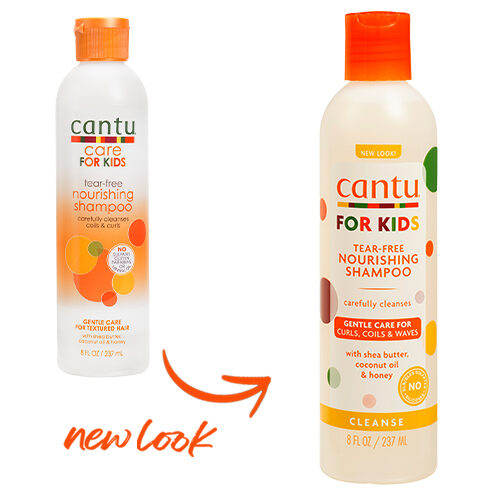 Cantu For Kids Tear-Free Kids Shampoo in a new look bottle for gentle cleansing of curls