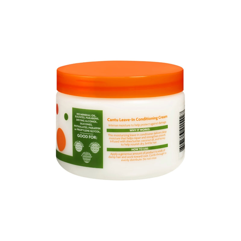 Cantu kids leave-in conditioner in white jar with orange lid designed for moisturizing and protecting kids hair