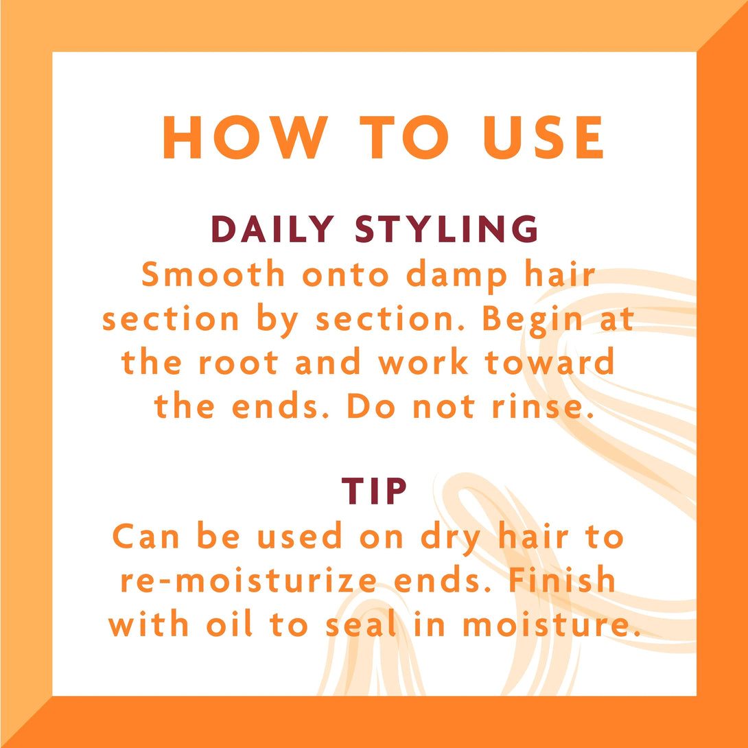 CANTU how to use instructions for shea butter coconut curling cream daily styling and tip graphic