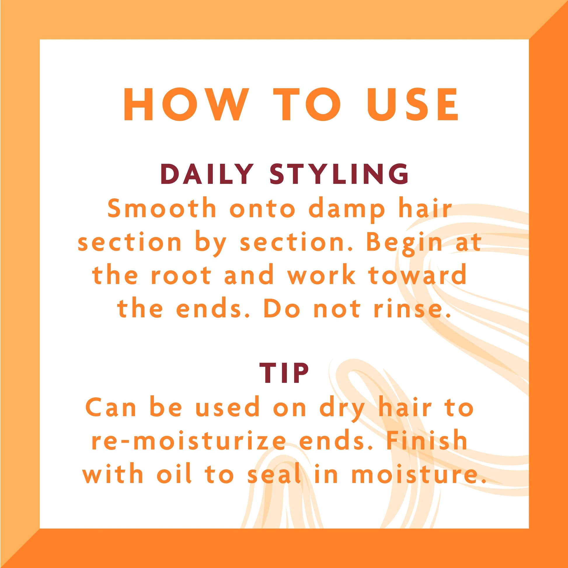 CANTU how to use instructions for shea butter coconut curling cream daily styling and tip graphic