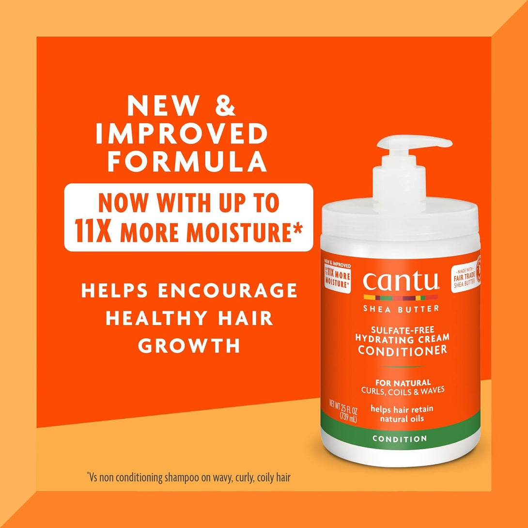 CANTU shea butter sulfate free conditioner hydrating cream pump jar for natural curls and extra moisture