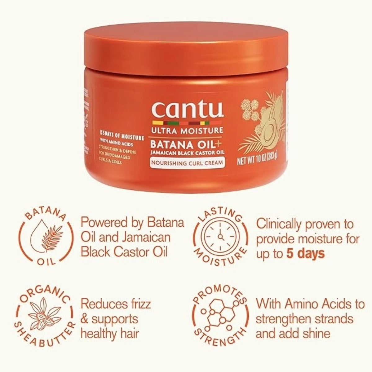 cantu Ultra Moisture Batana Oil + Jamaican Black Castor Oil Nourishing Curl Cream 10oz