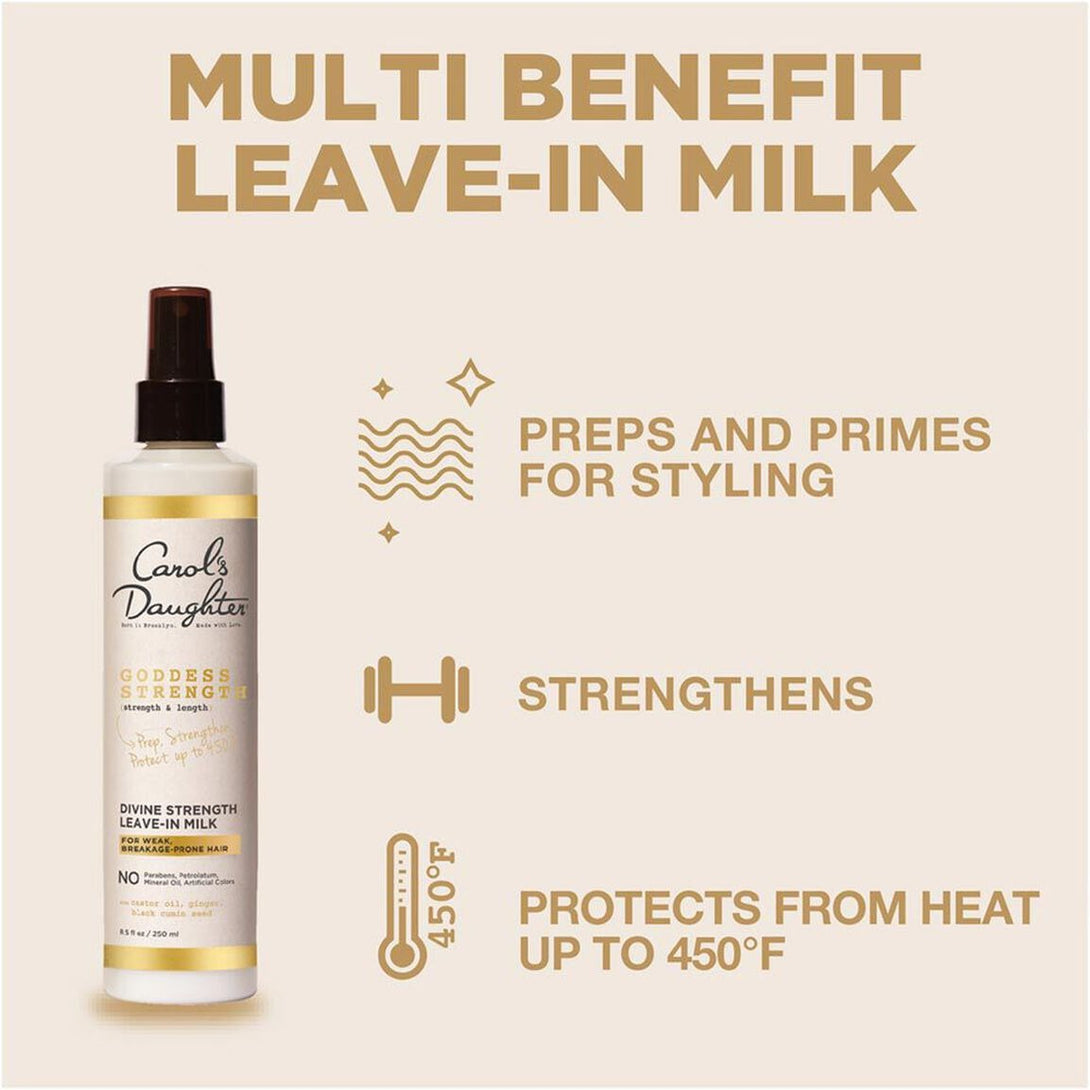 Carols Daughter Multi Benefit leave-in milk for natural hair preps for styling strengthens and protects up to 450 F