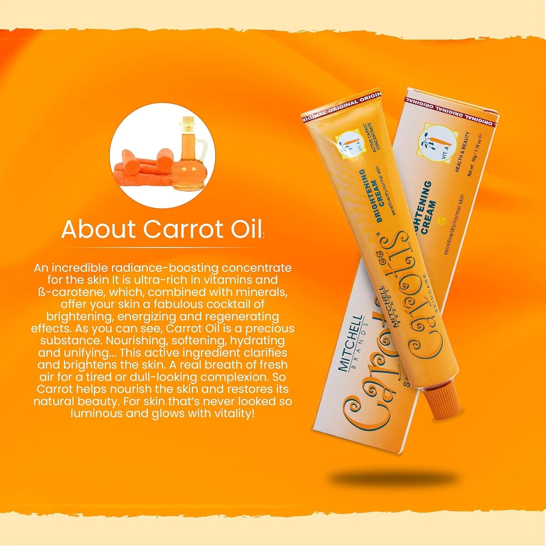 CAROTIS carrot oil tube brightening cream for dark spots for radiant even tone and hydrating skin care