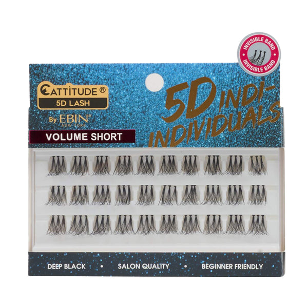 EBIN Cattitude 5D individual lashes short volume deep black cluster lashes in salon quality tray