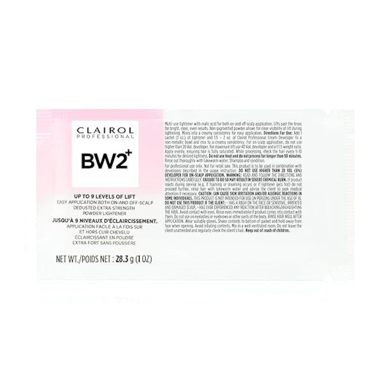 Clairol BW2+ hair lightener sachet for up to 9 levels of lift with professional formula