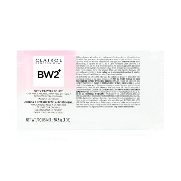 Clairol BW2+ hair lightener sachet for up to 9 levels of lift with professional formula