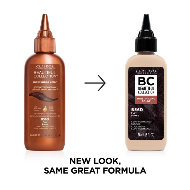Clairol Beautiful Collection moisturizing semi permanent hair color bottles showing old and new packaging