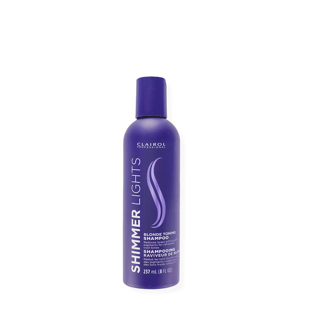 Clairol Shimmer Lights purple bottle blonde toning shampoo 8 fl oz for brass reduction and brightening