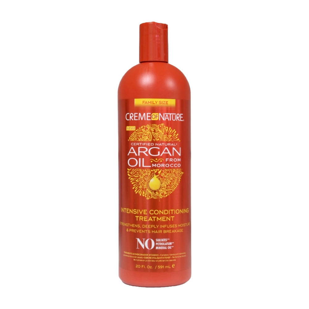 Creme of Nature red 20 fl oz bottle argan oil intensive conditioning treatment for dry damaged hair