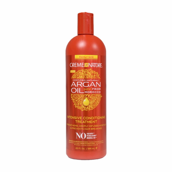 Creme of Nature red 20 fl oz bottle argan oil intensive conditioning treatment for dry damaged hair