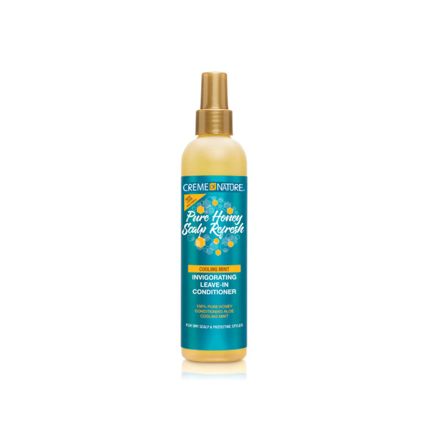Creme of Nature bottle of pure honey scalp refresh leave-in conditioner cooling mint spray for soothing scalp