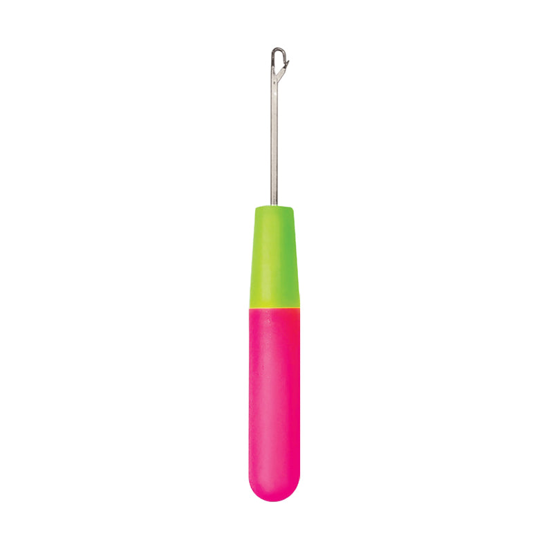 RED BEAUTY by KISS crochet hook for hair extensions with pink and green handle