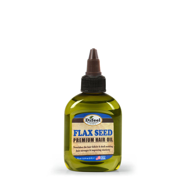 DIFEEL flax seed hair oil in green plastic applicator bottle for scalp nourishment and hair strengthening