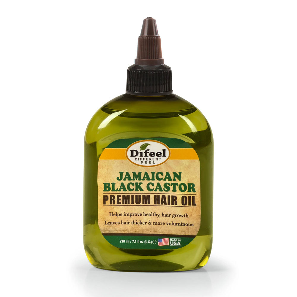 DIFEEL Jamaican black castor hair oil in green squeeze bottle with precision nozzle for hair growth