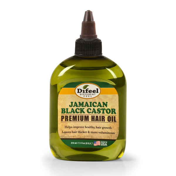DIFEEL Jamaican black castor hair oil in green squeeze bottle with precision nozzle for hair growth