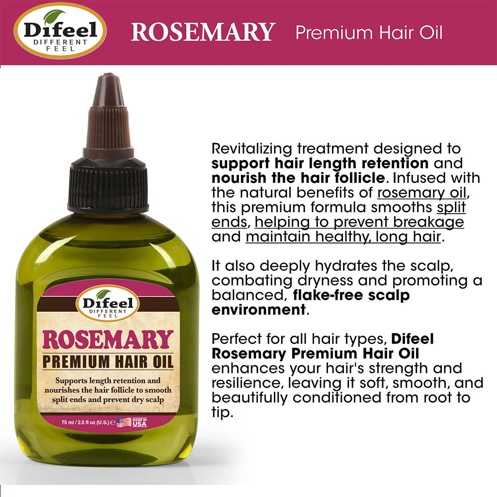 DIFEEL rosemary hair growth oil bottle premium hair oil for scalp hydration split end repair