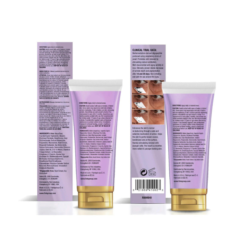Daggett and Ramsdell hand and body fade cream purple tubes and boxes showing front and back packaging
