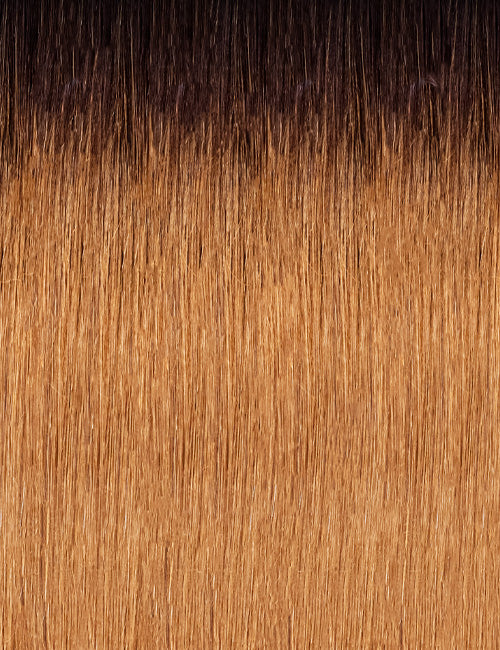 OUTRE Duby wig 100% human hair straight ombre style with dark brown roots fading to honey blonde silky strands