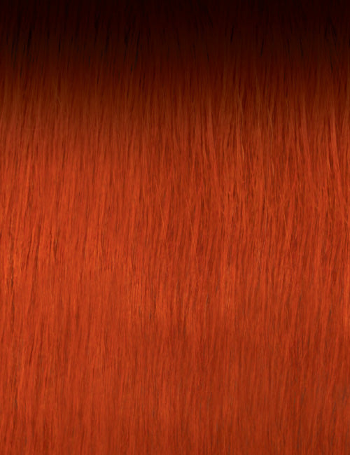OUTRE Duby wig 100% human hair vibrant copper red straight texture close up showing natural shine