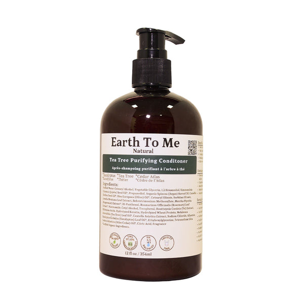 Earth To Me tea tree purifying conditioner pump bottle 12 oz brown label natural hair care