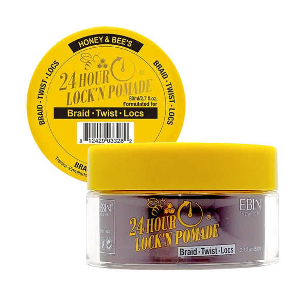 EBIN Honey and Bees 24 hour braid hold pomade yellow jar for braids twists and locs