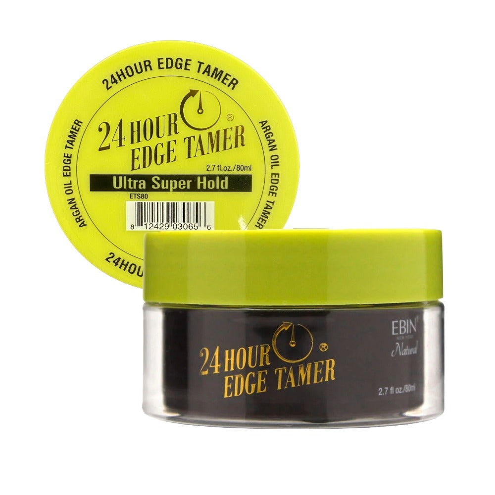 EBIN 24 hour edge control gel jar with green lid ultra super hold argan oil 2.7 fl oz