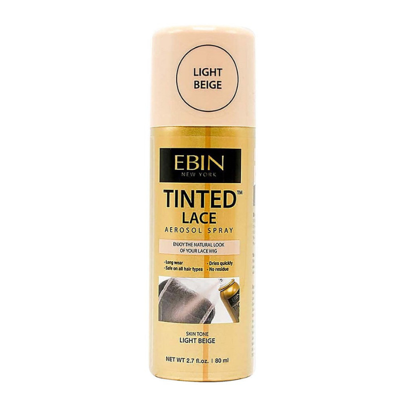 EBIN tinted lace spray for wigs light beige aerosol can 2.7 fl oz blends lace with scalp for natural look