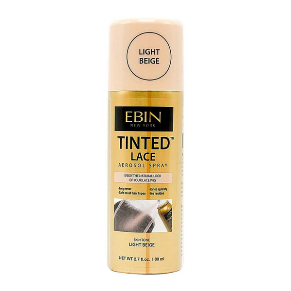 EBIN tinted lace spray for wigs light beige aerosol can 2.7 fl oz blends lace with scalp for natural look