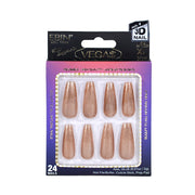 EBIN 3D Vegas press on nails rose gold shimmer long coffin style 24 pack reusable with nail glue