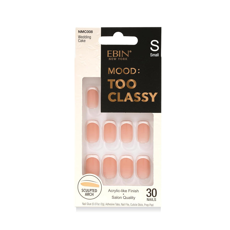 EBIN Mood Too Classy small nude press on nail set 30 acrylic like finish wedding cake press on nails