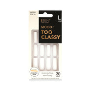 EBIN white tux 3D press on nails long sculpted arch acrylic like finish salon quality pack of 30