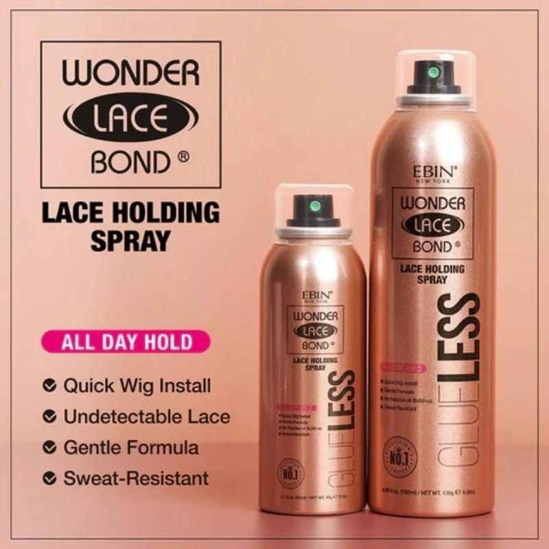 EBIN wonder lace bond adhesive spray lace holding spray duo for all day hold undetectable lace