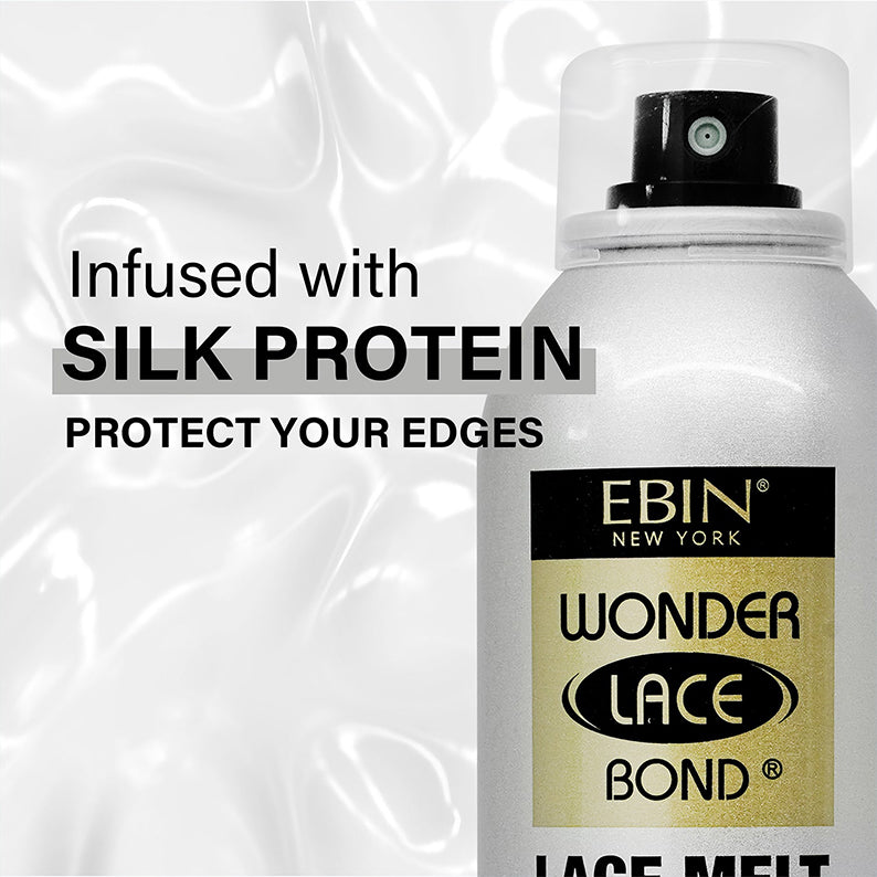 EBIN Wonder Lace Bond lace melt spray for wigs infused with silk protein to protect edges