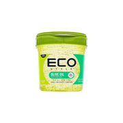 ECO STYLE olive oil styling gel in green jar for shine moisture and max hold hair care