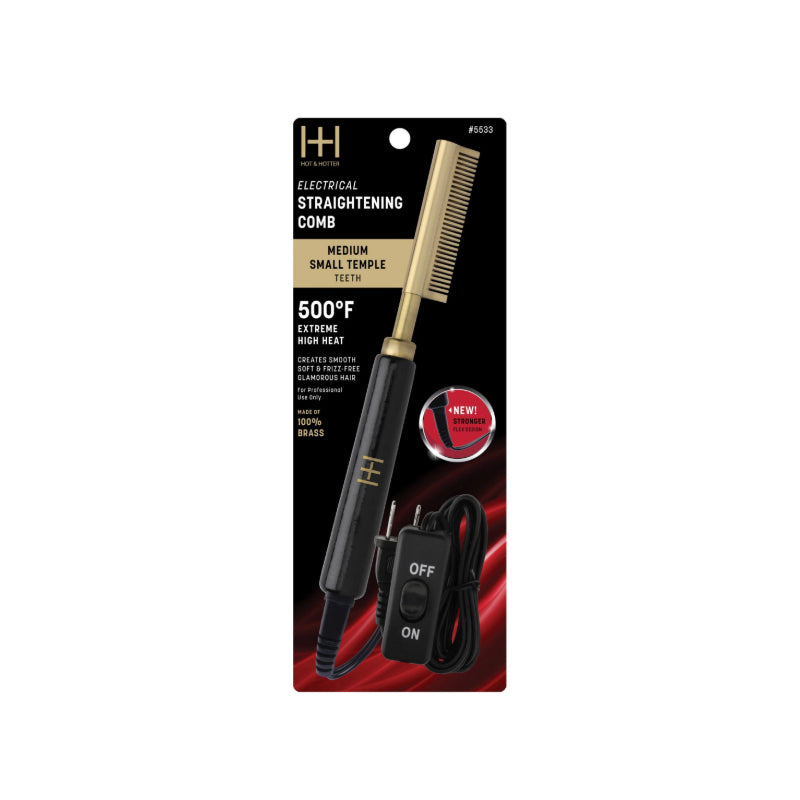 ANNIE electric hot comb for natural hair with medium small temple teeth and 500F extreme heat