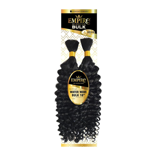 SENSATIONNEL Empire Human Hair Water Wave Bulk 18 inch two black water wave braid bundles for styling