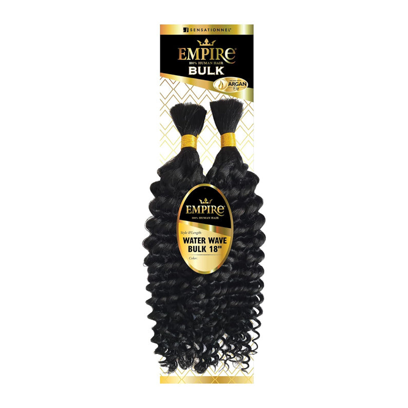 SENSATIONNEL Empire Human Hair Water Wave Bulk 18 inch two black water wave braid bundles for styling