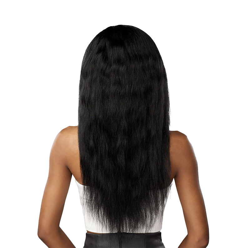 SENSATIONNEL wet and wavy deep wave weave long black hair shown on model back view