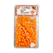Pack of orange hair beads for braids with plastic threading tool glossy round beads for braiding