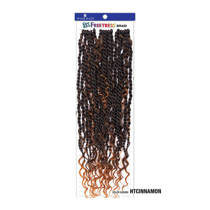 SHAKE N GO Freetress Boho Twist 22 inch synthetic ombre braid in cinnamon for protective styles